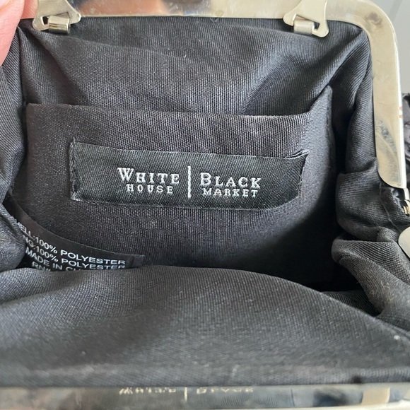 Elegant White House Black Market Black Floral Motif Evening Clutch - Picture 6 of 14